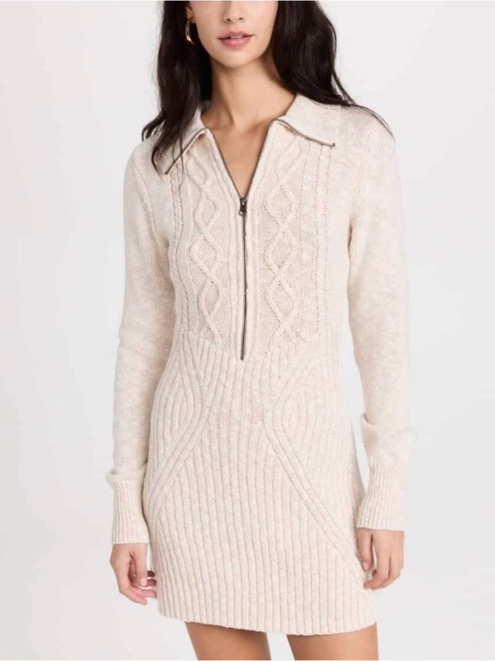 Free People Mont Blanc Mini Sweater Dress Tan XS neutral boho cozy warm fall